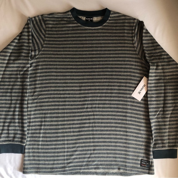 Hurley Striped Long Sleeve Crew Neck - Blue & Gray - Medium NWT - Picture 16 of 16